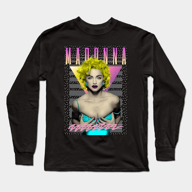 Madonna 80s Retro Aesthetic Fan Art Long Sleeve T-Shirt by Madesu Art